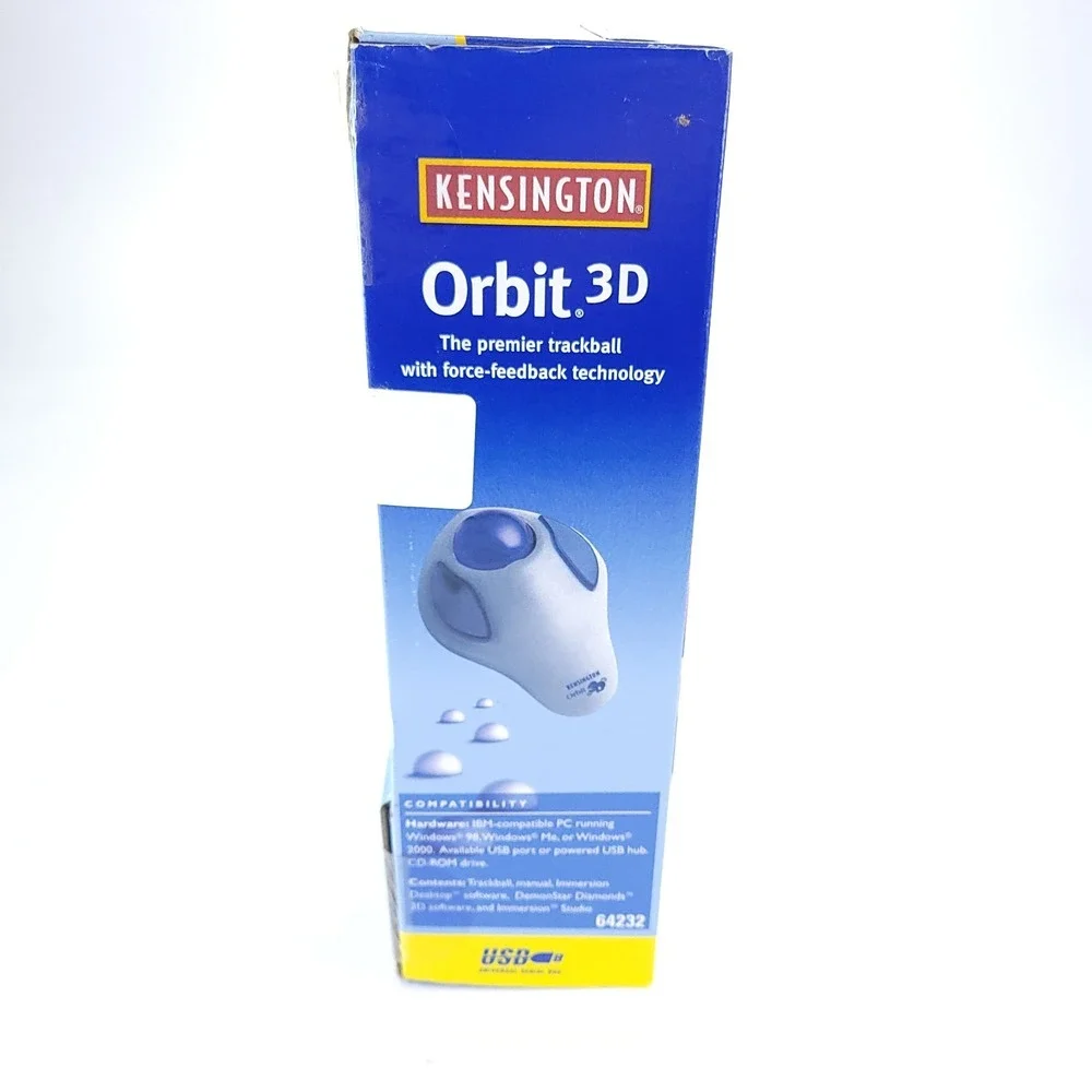 Kensington Orbit 3D Two-button USB Trackball Mouse Blue 64232 New Sealed